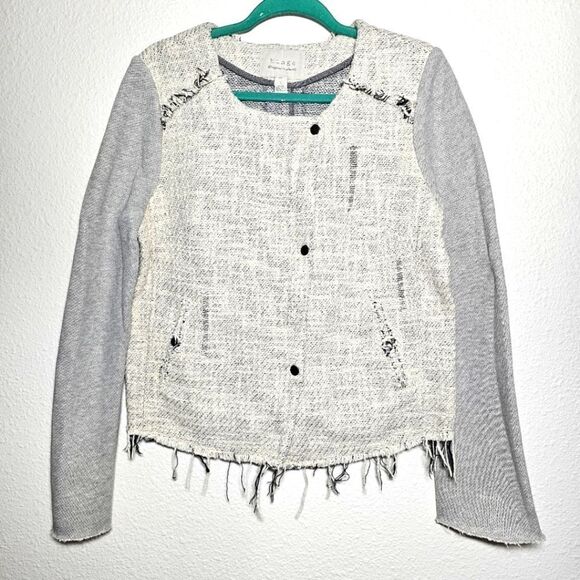 Hinge Designed in Seattle size Large Cotton Fringe button down zipper sweater - Picture 1 of 10